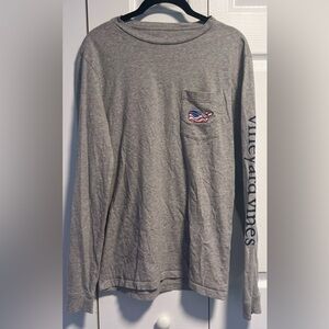 Men's Vineyard Vines American Flag Whale Long Sleeved Tee